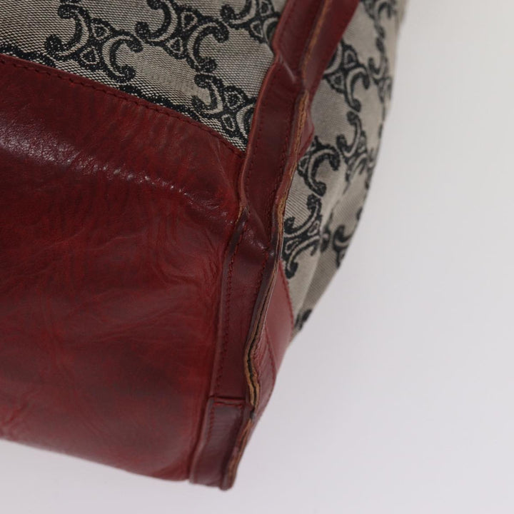 Celine Paris Macadam Canvas Tote Bag 2way Gray Red gold Auth bs17152