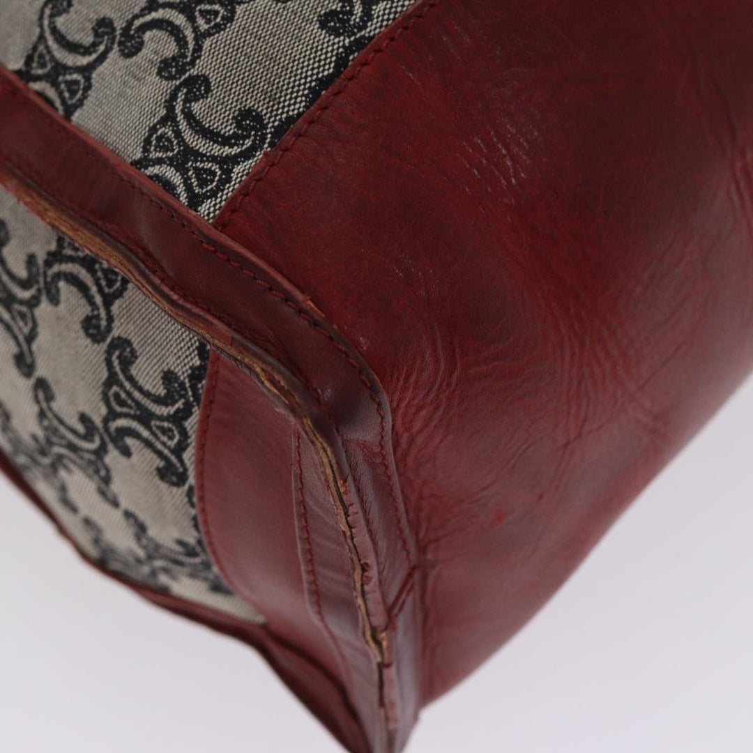 Celine Paris Macadam Canvas Tote Bag 2way Gray Red gold Auth bs17152