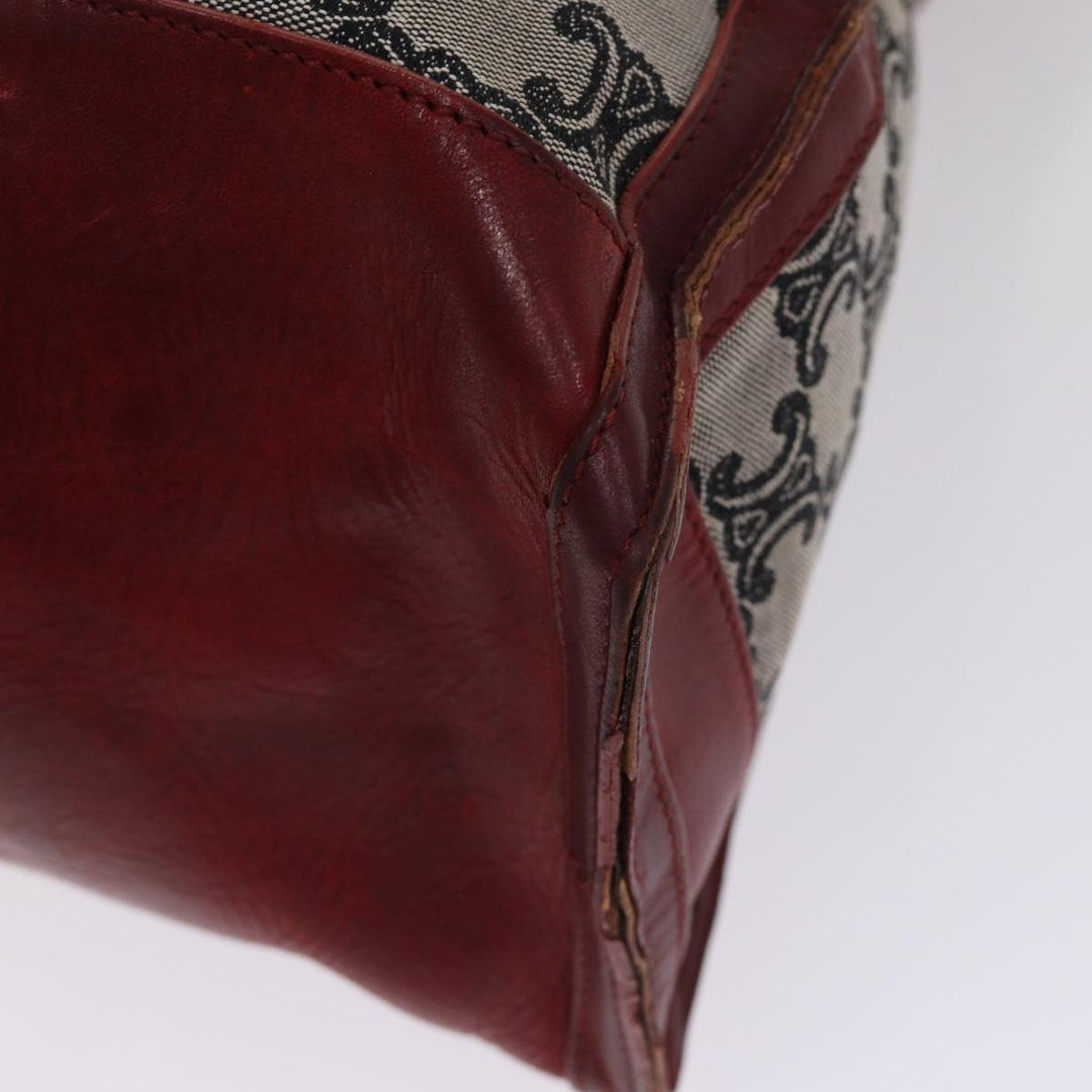 Celine Paris Macadam Canvas Tote Bag 2way Gray Red gold Auth bs17152