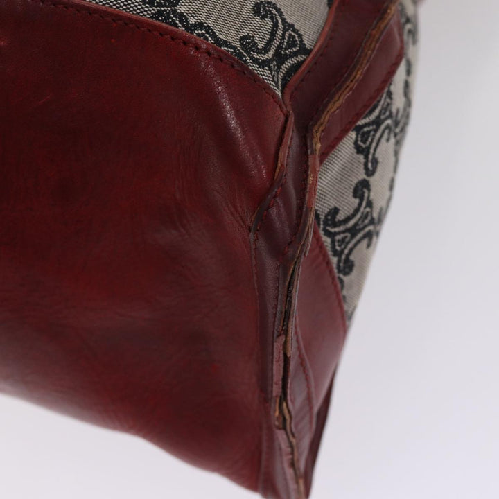 Celine Paris Macadam Canvas Tote Bag 2way Gray Red gold Auth bs17152