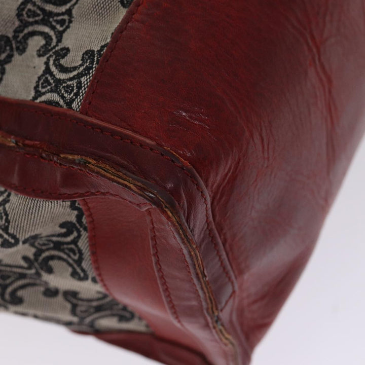 Celine Paris Macadam Canvas Tote Bag 2way Gray Red gold Auth bs17152