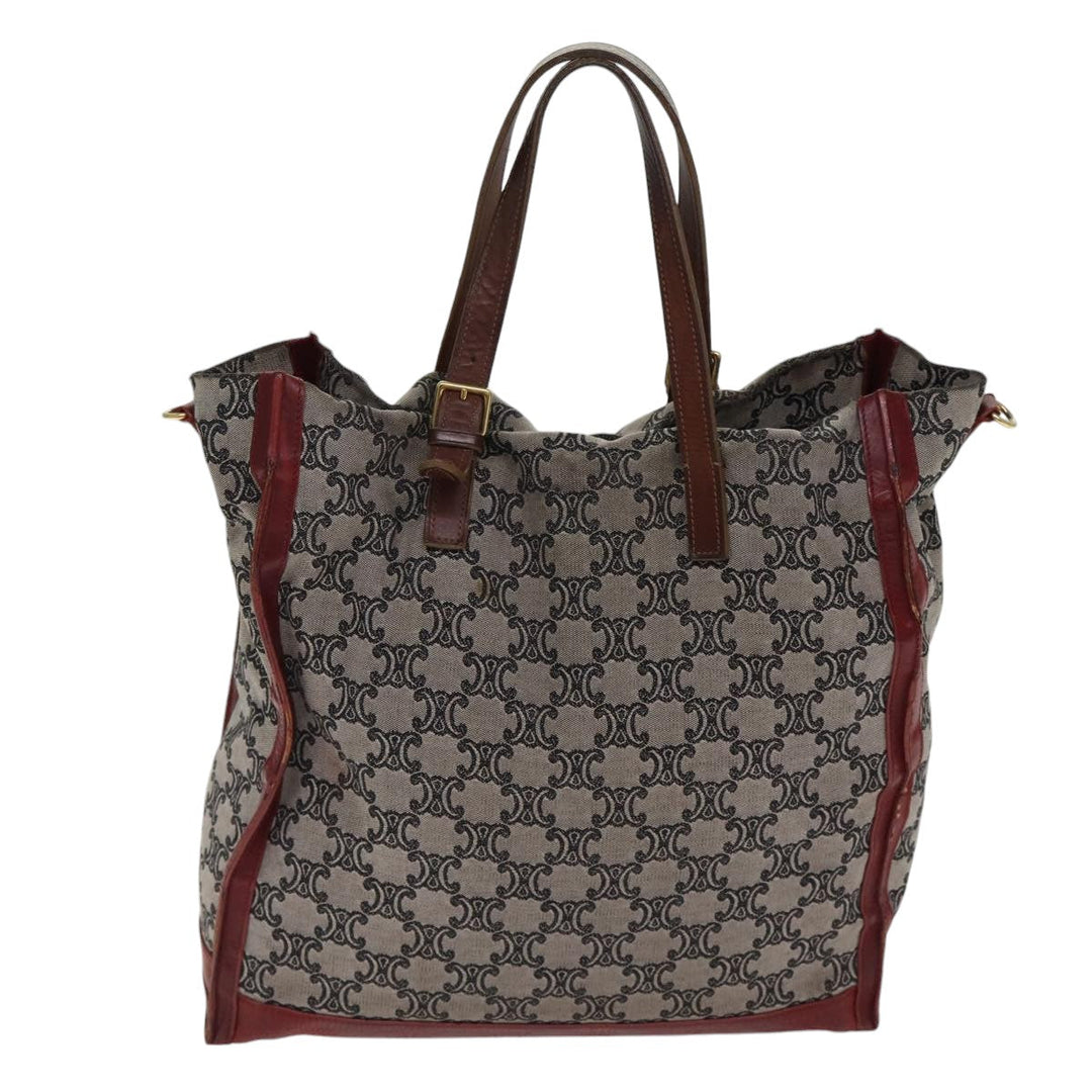 Celine Paris Macadam Canvas Tote Bag 2way Gray Red gold Auth bs17152