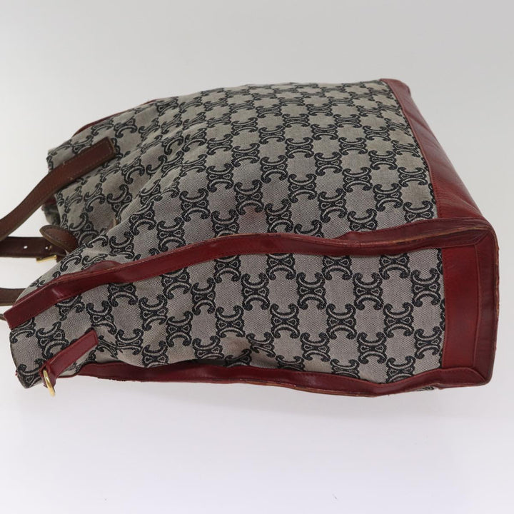 Celine Paris Macadam Canvas Tote Bag 2way Gray Red gold Auth bs17152