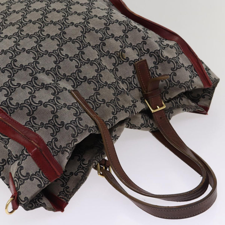 Celine Paris Macadam Canvas Tote Bag 2way Gray Red gold Auth bs17152