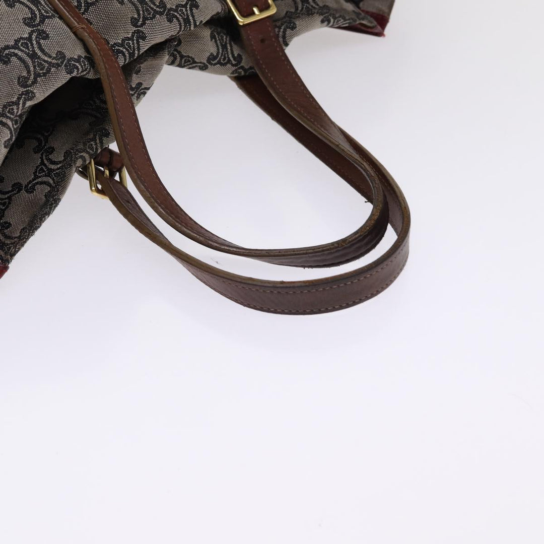 Celine Paris Macadam Canvas Tote Bag 2way Gray Red gold Auth bs17152
