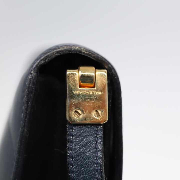 Top Quality Balenciaga Shoulder Bag Leather Navy Gold Auth bs17168