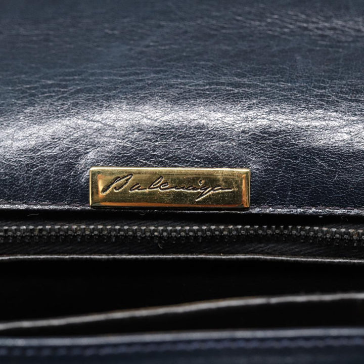 Top Quality Balenciaga Shoulder Bag Leather Navy Gold Auth bs17168