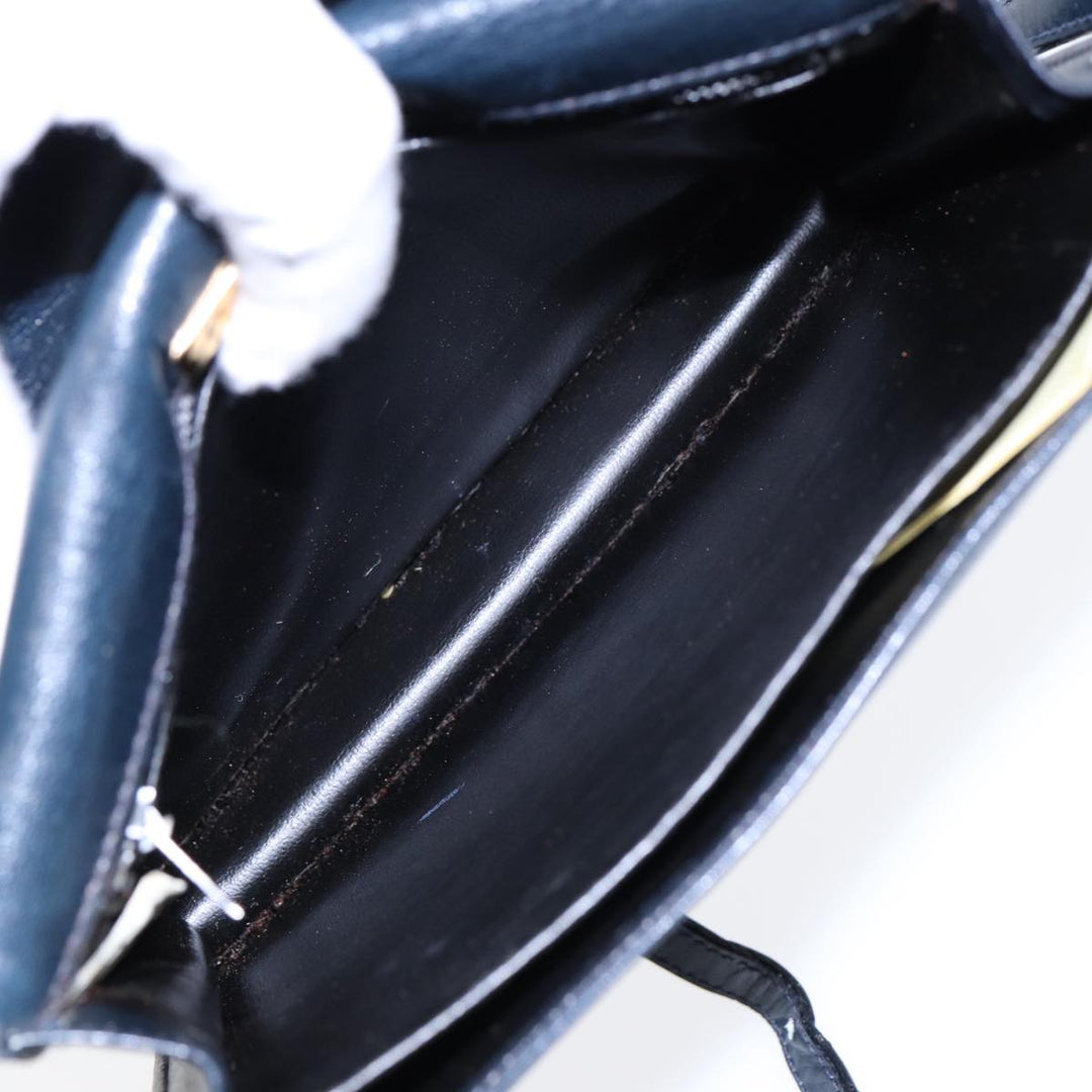 Top Quality Balenciaga Shoulder Bag Leather Navy Gold Auth bs17168