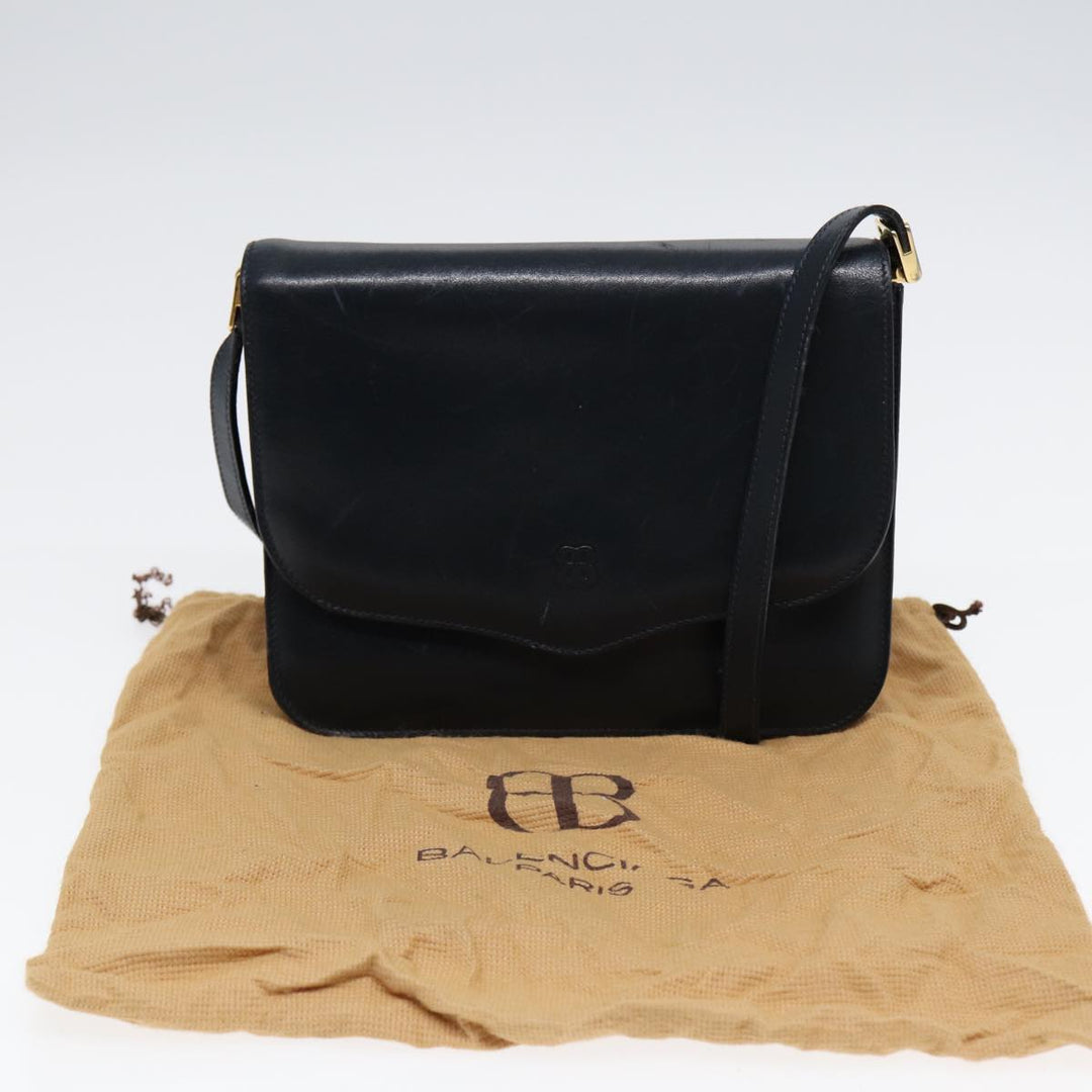 Top Quality Balenciaga Shoulder Bag Leather Navy Gold Auth bs17168