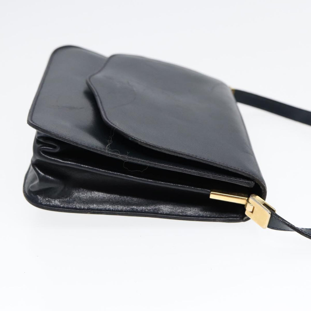 Top Quality Balenciaga Shoulder Bag Leather Navy Gold Auth bs17168