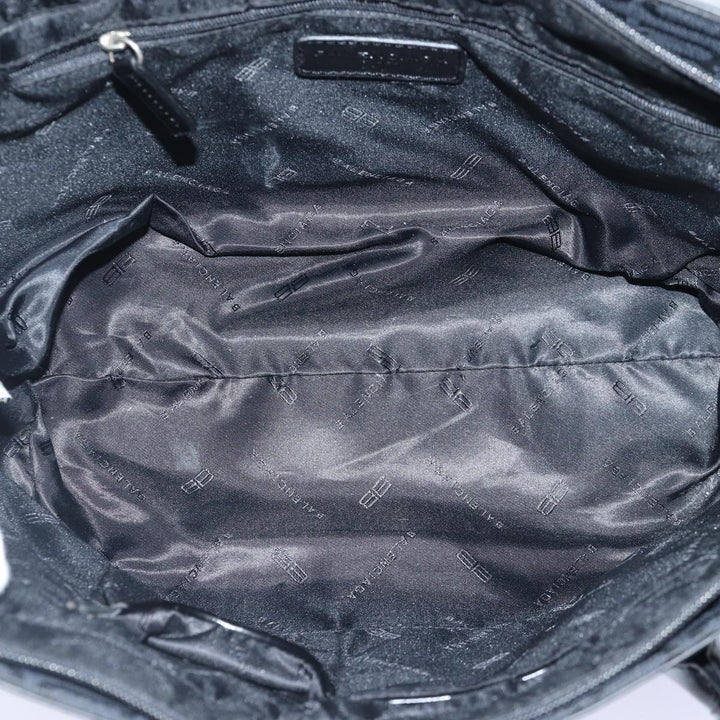 Top Quality Balenciaga Tote Bag Canvas Silver Black Auth bs17170