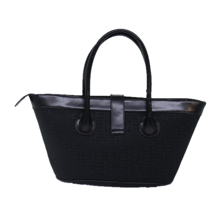 Top Quality Balenciaga Tote Bag Canvas Silver Black Auth bs17170