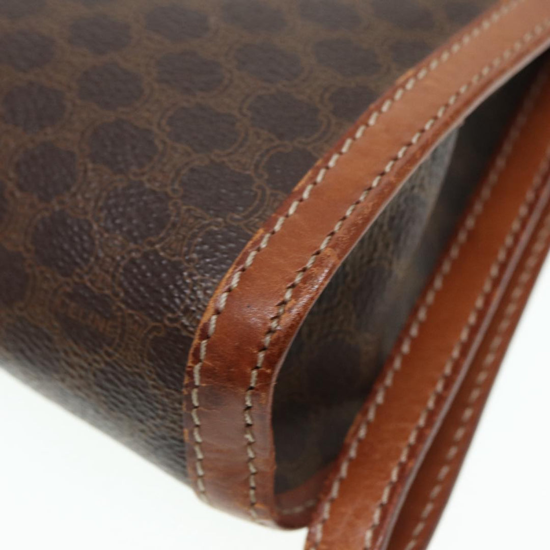 Celine Macadam Canvas Clutch Bag PVC Leather Brown Auth bs17199