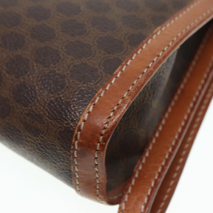 Celine Macadam Canvas Clutch Bag PVC Leather Brown Auth bs17199