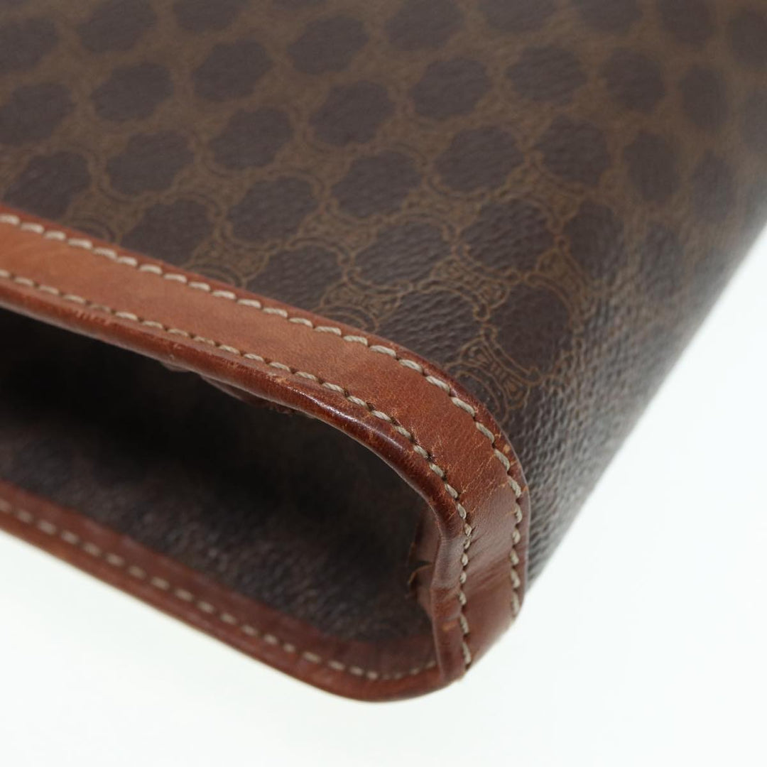 Celine Macadam Canvas Clutch Bag PVC Leather Brown Auth bs17199