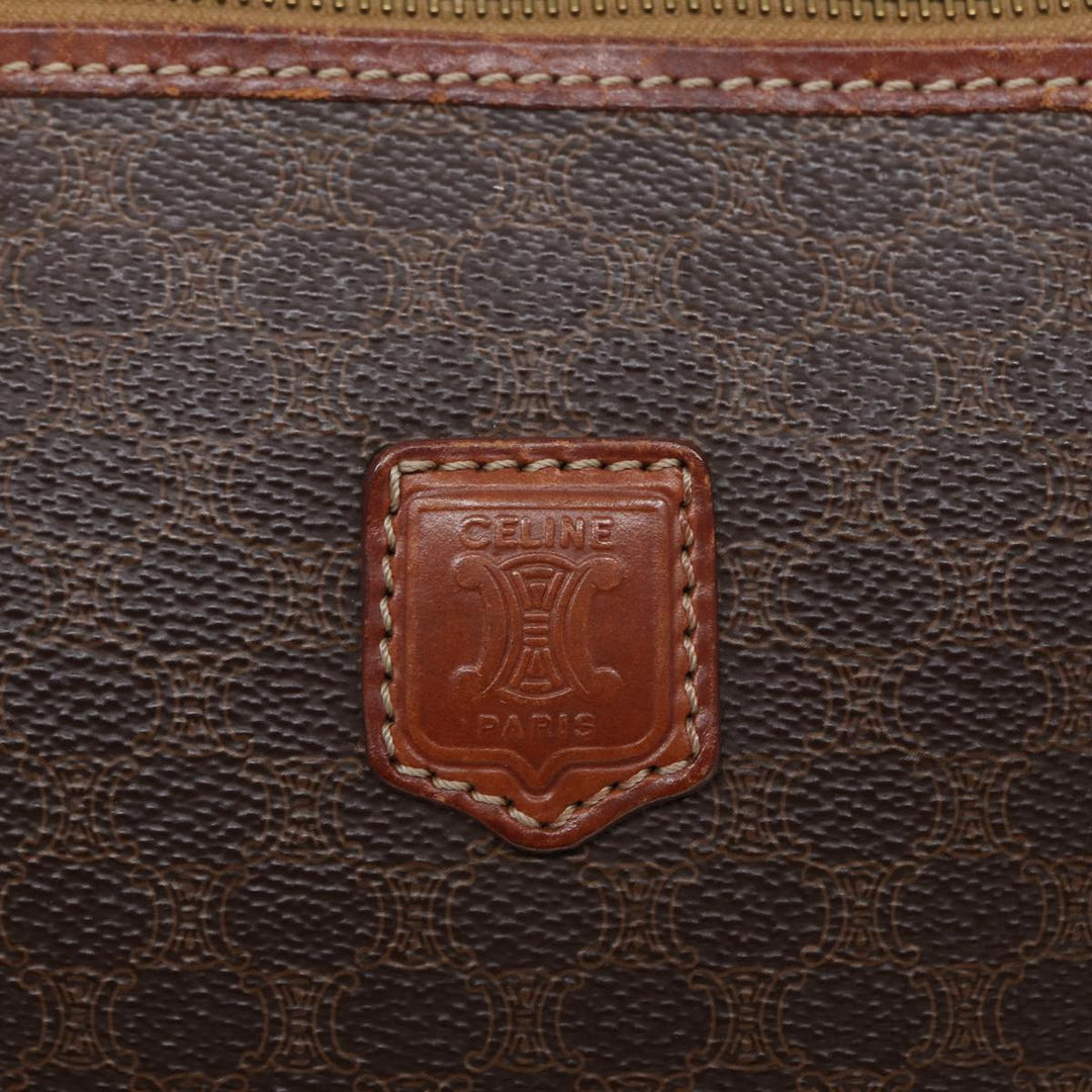 Celine Macadam Canvas Clutch Bag PVC Leather Brown Auth bs17199