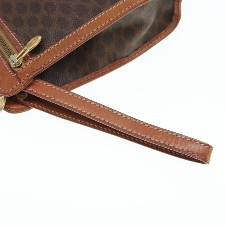 Celine Macadam Canvas Clutch Bag PVC Leather Brown Auth bs17199