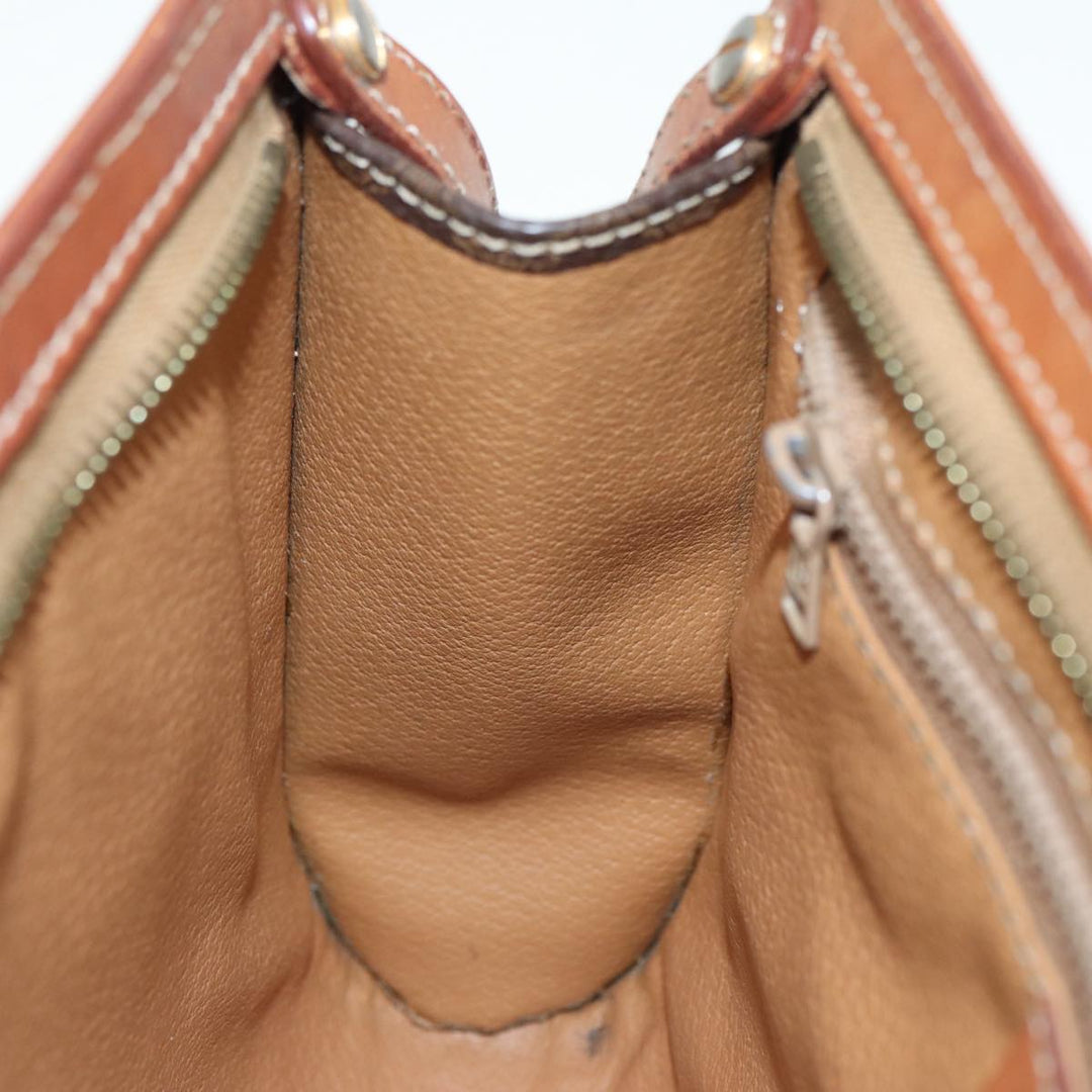Celine Macadam Canvas Clutch Bag PVC Leather Brown Auth bs17199