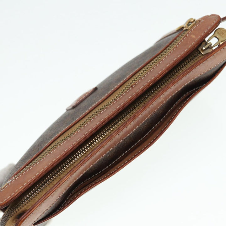 Celine Macadam Canvas Clutch Bag PVC Leather Brown Auth bs17199