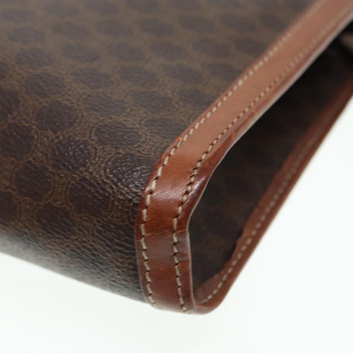 Celine Macadam Canvas Clutch Bag PVC Leather Brown Auth bs17199