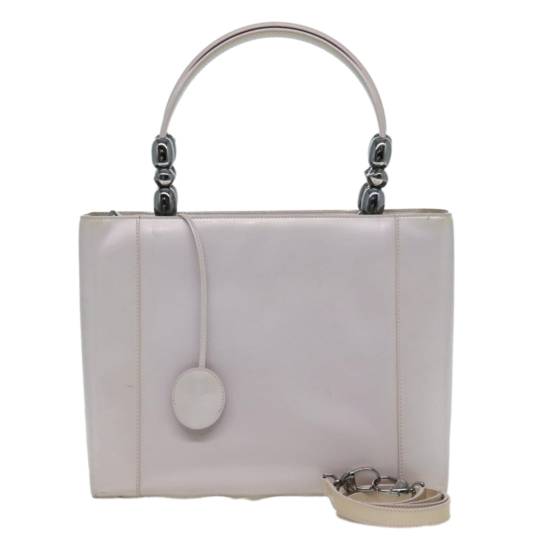CHRISTIAN Top quality Dior Maris Pearl Hand Bag Enamel 2way Silver Auth bs17264