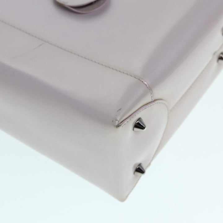 CHRISTIAN Top quality Dior Maris Pearl Hand Bag Enamel 2way Silver Auth bs17264