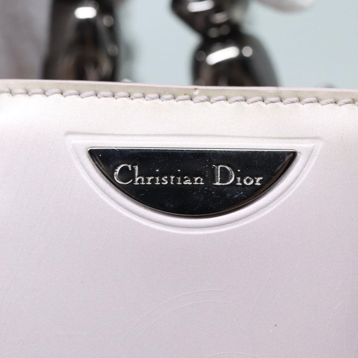 CHRISTIAN Top quality Dior Maris Pearl Hand Bag Enamel 2way Silver Auth bs17264