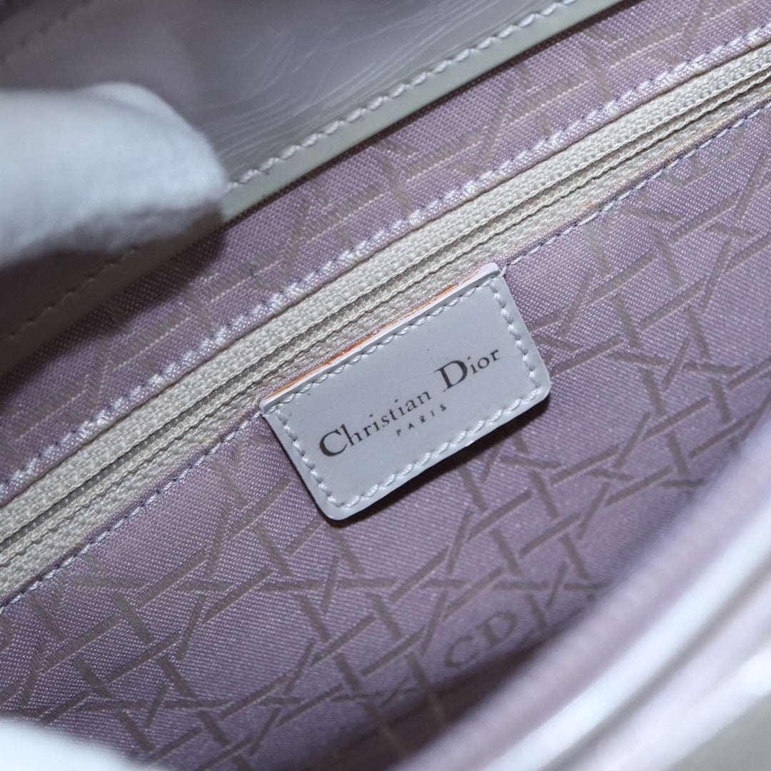 CHRISTIAN Top quality Dior Maris Pearl Hand Bag Enamel 2way Silver Auth bs17264