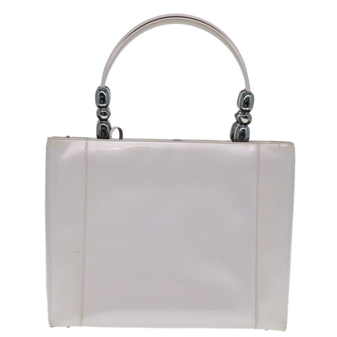 CHRISTIAN Top quality Dior Maris Pearl Hand Bag Enamel 2way Silver Auth bs17264