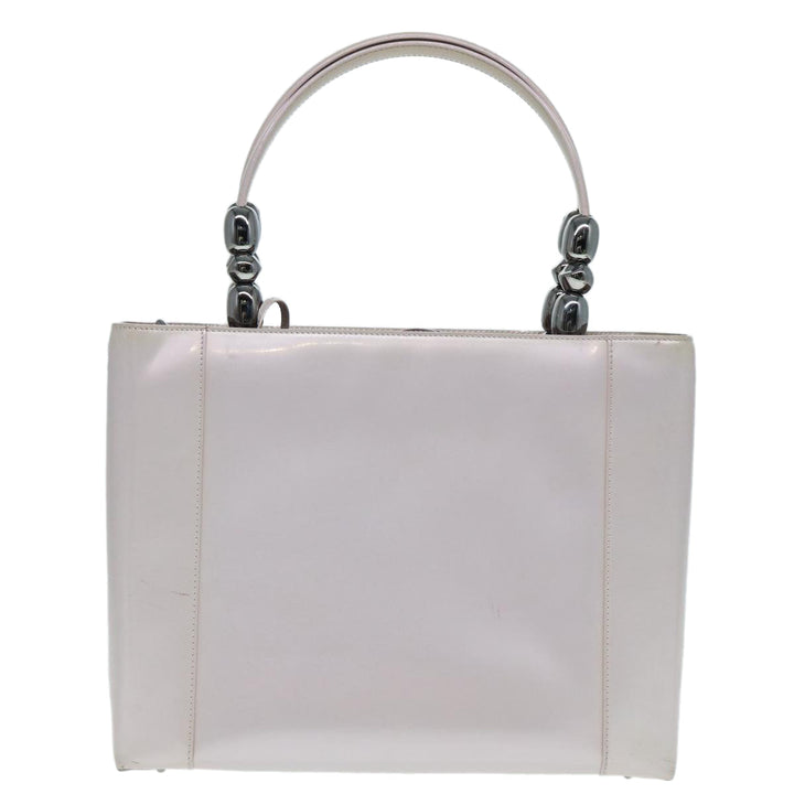 CHRISTIAN Top quality Dior Maris Pearl Hand Bag Enamel 2way Silver Auth bs17264