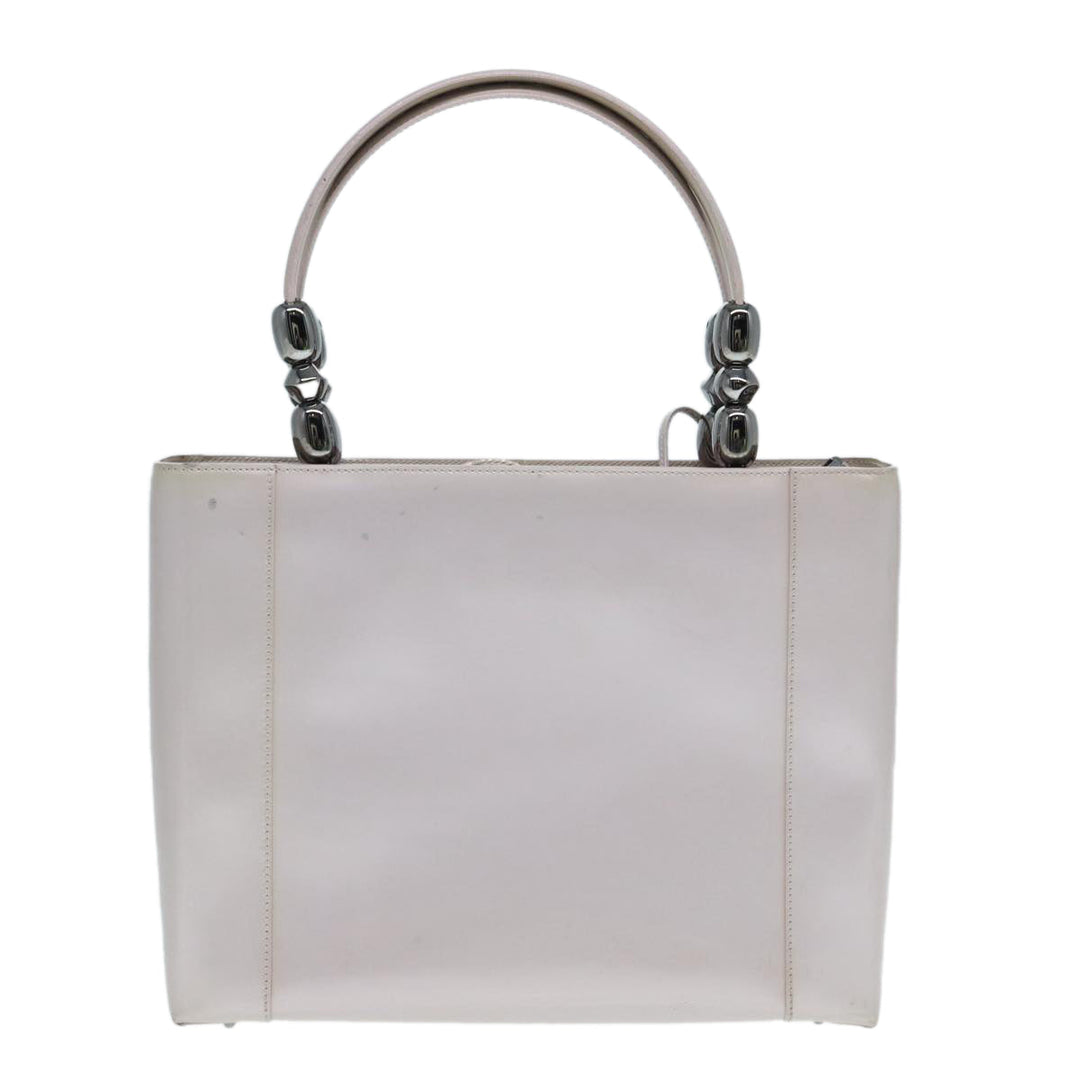 CHRISTIAN Top quality Dior Maris Pearl Hand Bag Enamel 2way Silver Auth bs17264