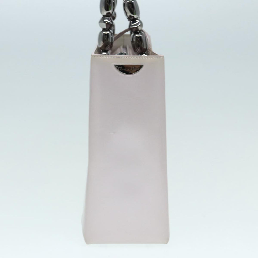 CHRISTIAN Top quality Dior Maris Pearl Hand Bag Enamel 2way Silver Auth bs17264
