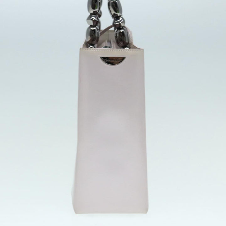 CHRISTIAN Top quality Dior Maris Pearl Hand Bag Enamel 2way Silver Auth bs17264
