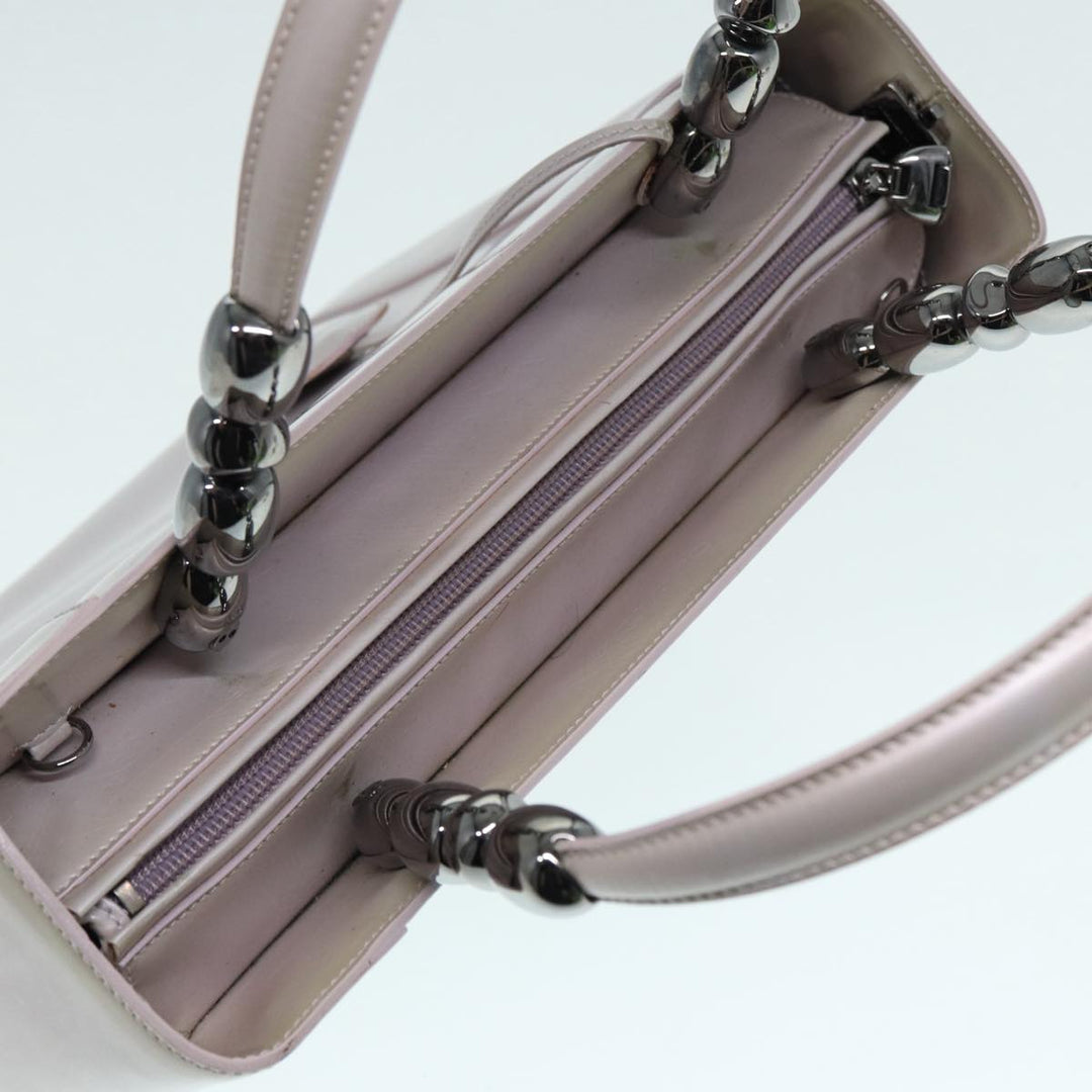 CHRISTIAN Top quality Dior Maris Pearl Hand Bag Enamel 2way Silver Auth bs17264