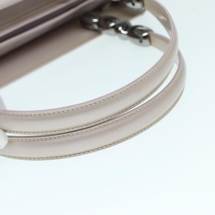 CHRISTIAN Top quality Dior Maris Pearl Hand Bag Enamel 2way Silver Auth bs17264