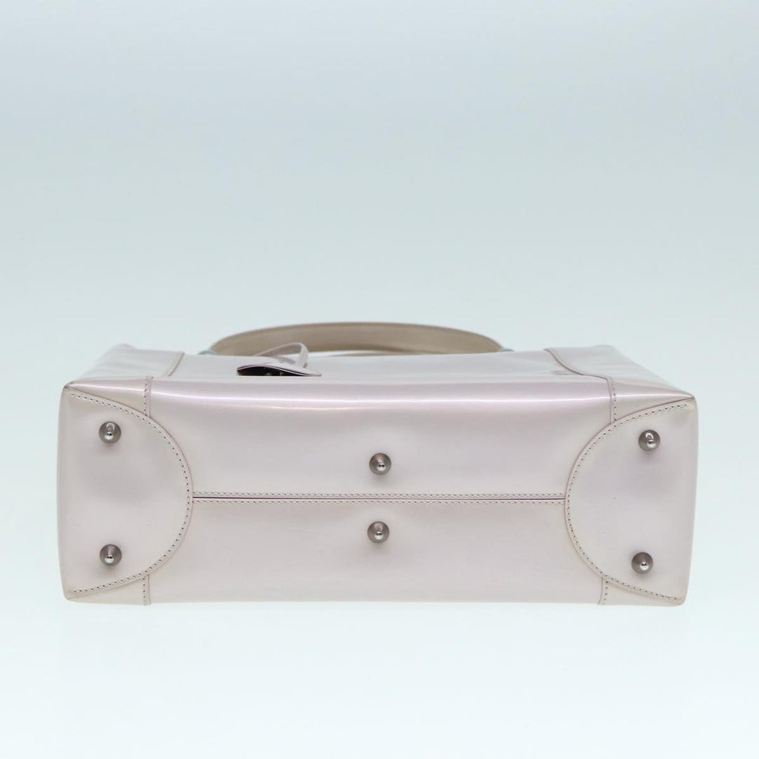 CHRISTIAN Top quality Dior Maris Pearl Hand Bag Enamel 2way Silver Auth bs17264