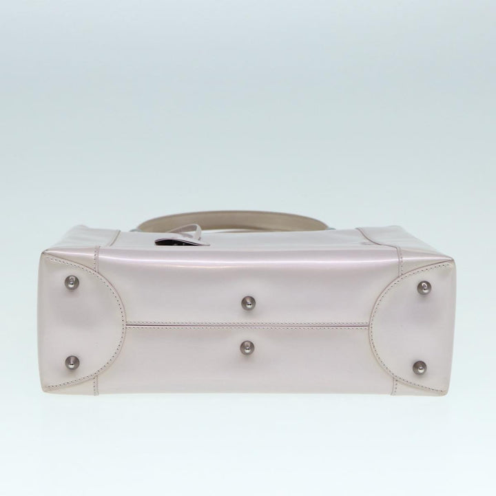 CHRISTIAN Top quality Dior Maris Pearl Hand Bag Enamel 2way Silver Auth bs17264