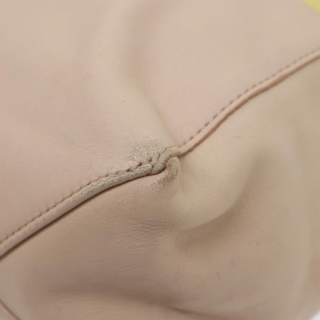 Celine Horizontalkava Tote Bag Leather Yellow Beige Auth bs17275