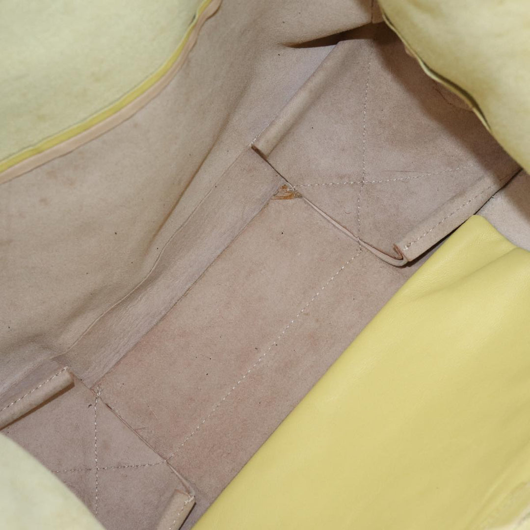 Celine Horizontalkava Tote Bag Leather Yellow Beige Auth bs17275