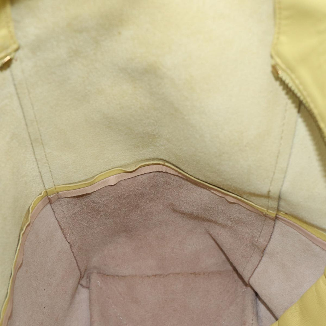 Celine Horizontalkava Tote Bag Leather Yellow Beige Auth bs17275