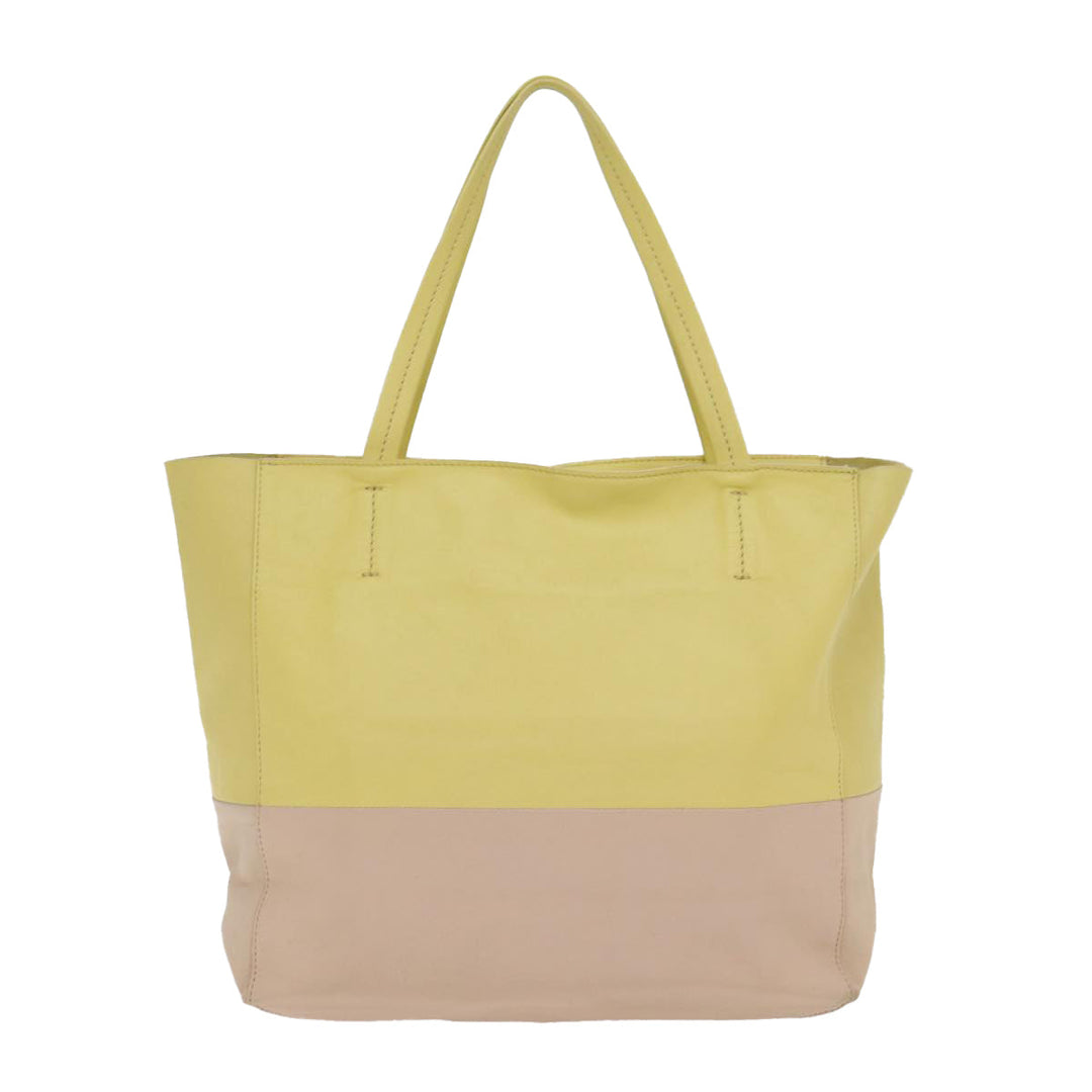 Celine Horizontalkava Tote Bag Leather Yellow Beige Auth bs17275