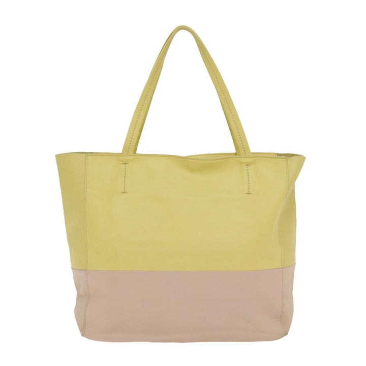 Celine Horizontalkava Tote Bag Leather Yellow Beige Auth bs17275