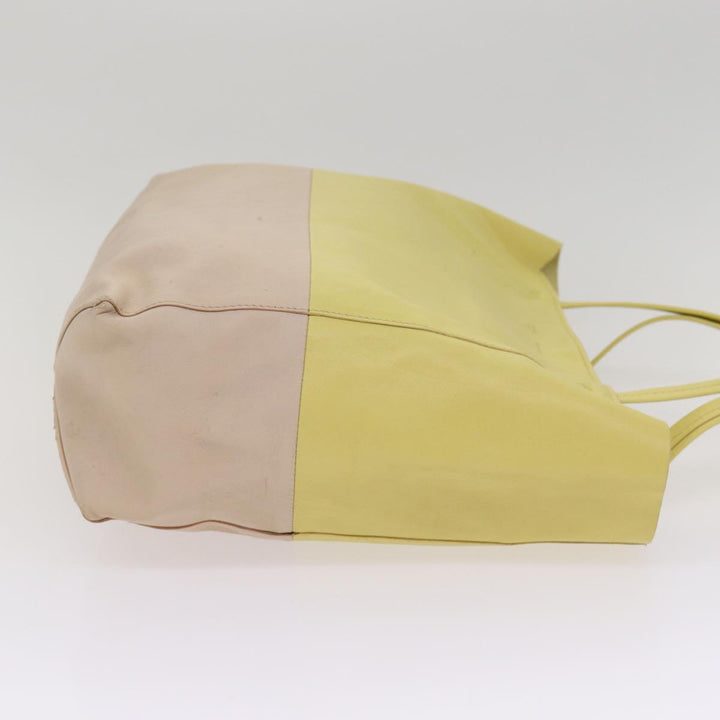 Celine Horizontalkava Tote Bag Leather Yellow Beige Auth bs17275