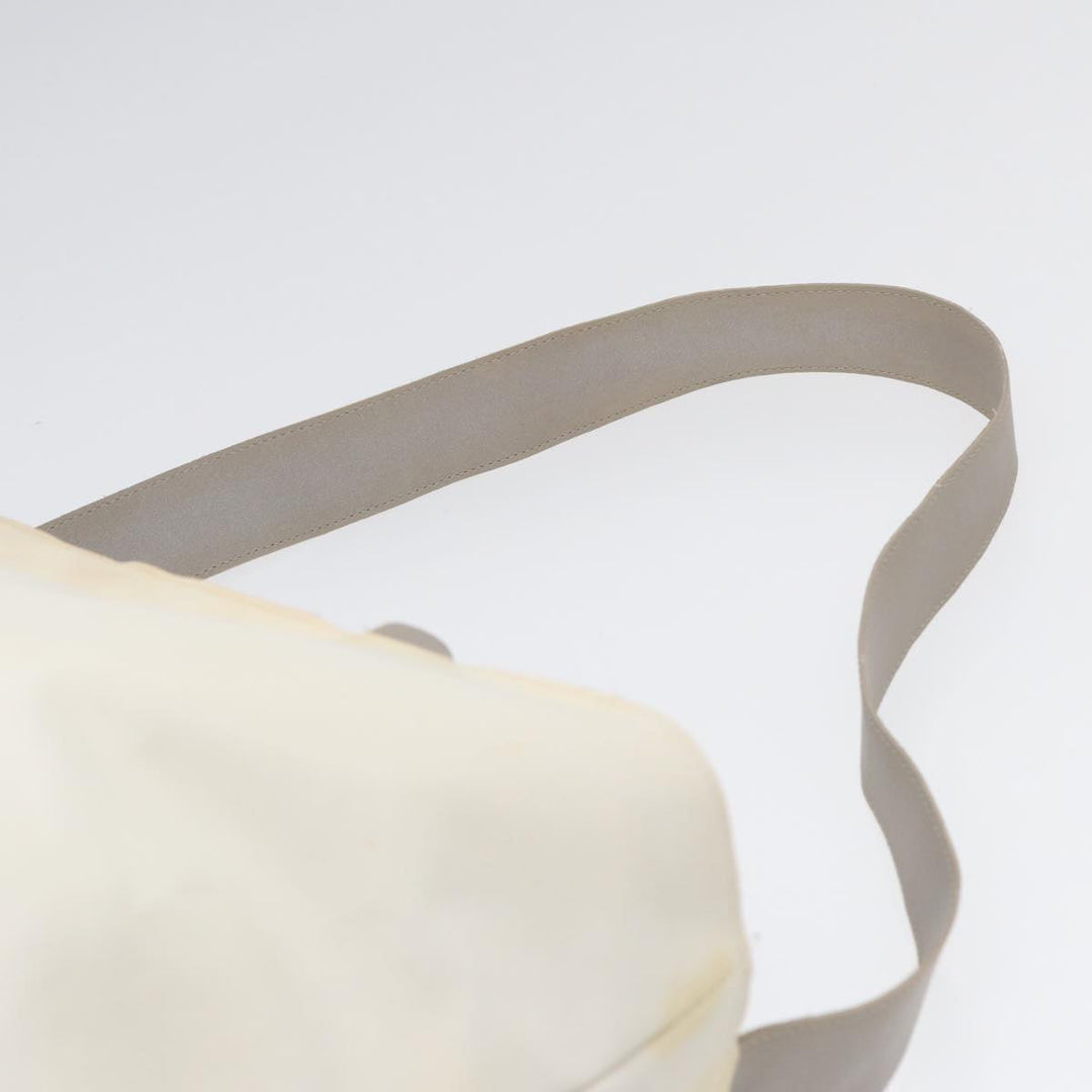 Chanel Tote Bag Nylon 2way White Silver CC Auth bs17286