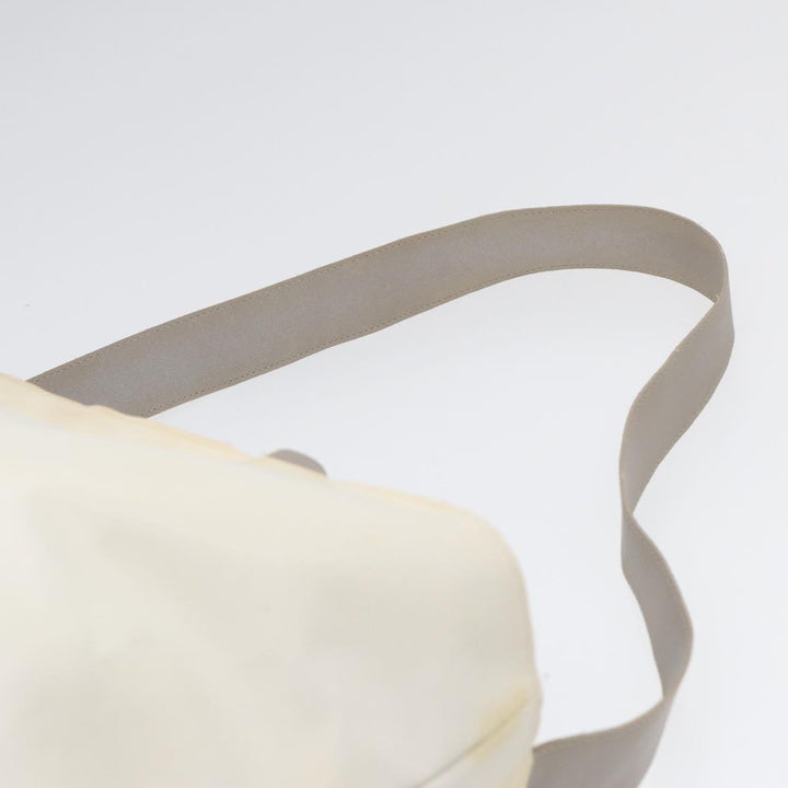Chanel Tote Bag Nylon 2way White Silver CC Auth bs17286