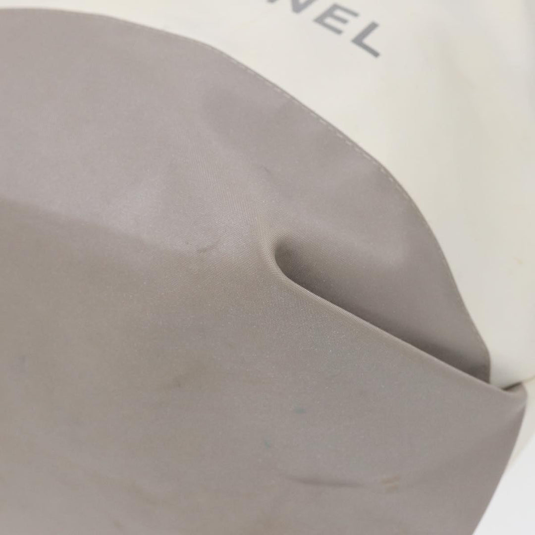 Chanel Tote Bag Nylon 2way White Silver CC Auth bs17286