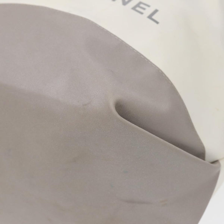 Chanel Tote Bag Nylon 2way White Silver CC Auth bs17286