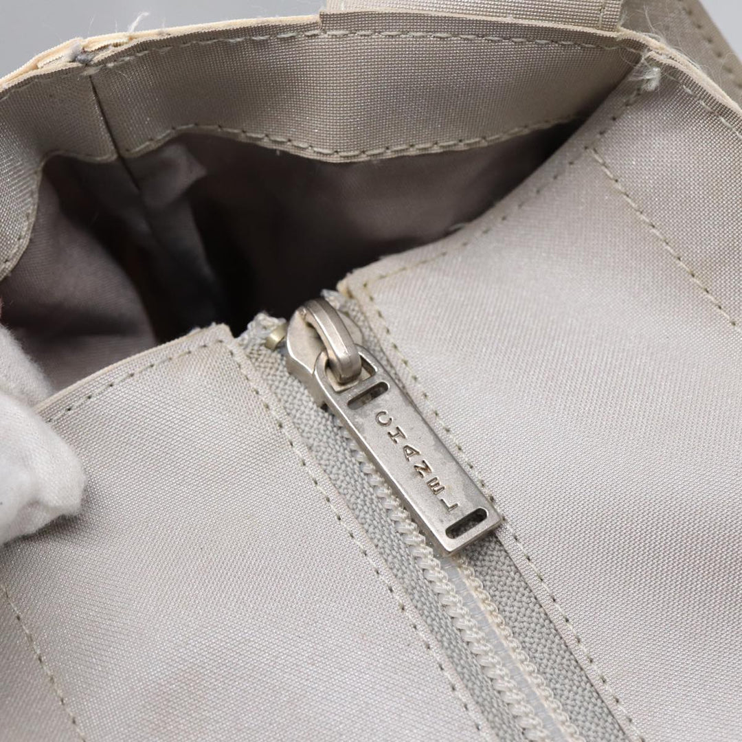 Chanel Tote Bag Nylon 2way White Silver CC Auth bs17286