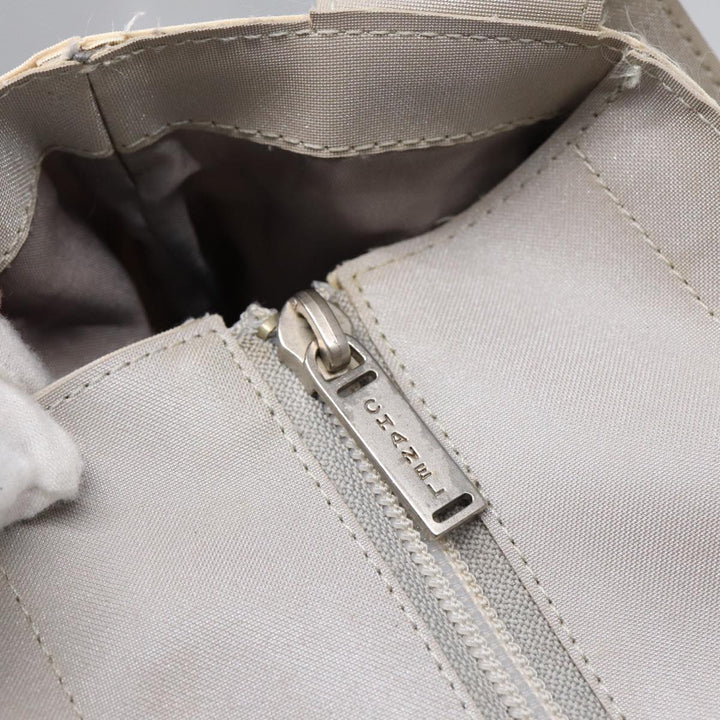 Chanel Tote Bag Nylon 2way White Silver CC Auth bs17286