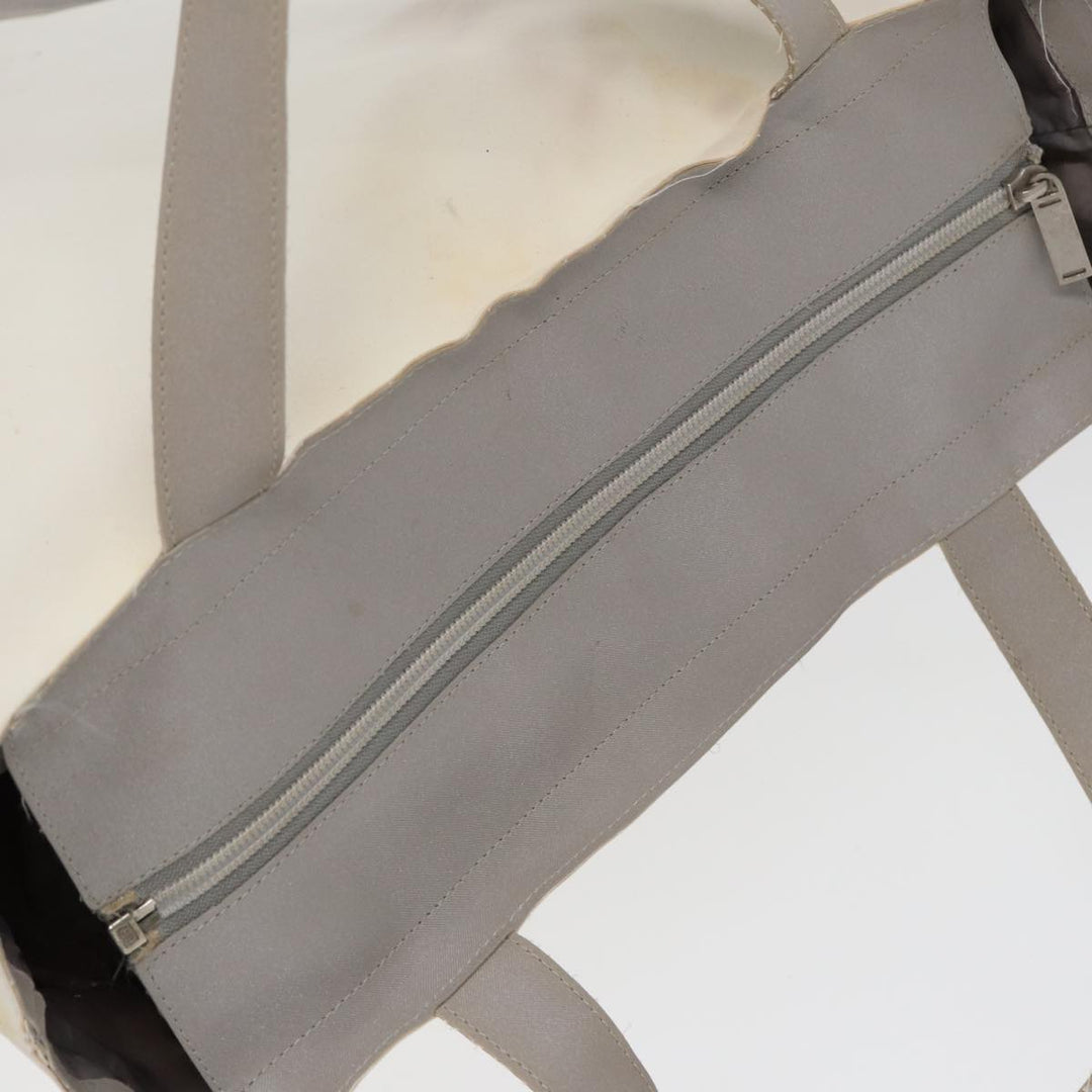 Chanel Tote Bag Nylon 2way White Silver CC Auth bs17286
